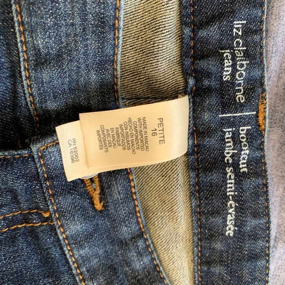 Liz Claiborne Petite Straight Bootcut Denim Jeans Classic Dark Blue - Picture 5 of 5